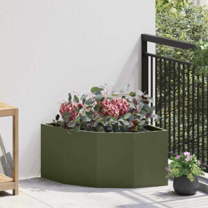 vidaXL Hoek Plantbak Olijfgroen 60 x 60 x 35 cm Staal