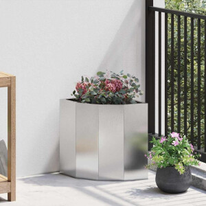 vidaXL Hoek Plantbak Zilver 30 x 30 x 35 cm Roestvrij staal