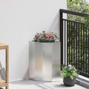 vidaXL Hoek Plantbak Zilver 30 x 30 x 50 cm Roestvrij staal