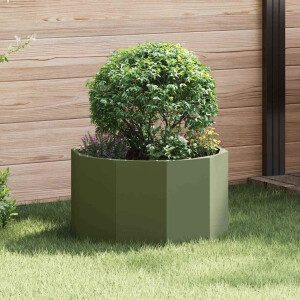 vidaXL Plantenbak Olijf Groen 60 x 60 x 35 cm Staal