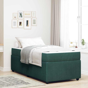 vidaXL Bedframe met matras Donkergroen 80 x 200 cm Stof