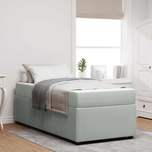 vidaXL Bedframe met matras Anders Lichtgrijs 90 x 200 cm Fluweel