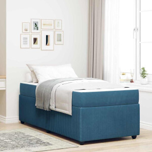 vidaXL Bedframe met matras Anders Blauw 90 x 200 cm Fluweel