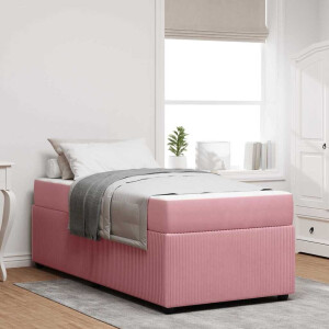 vidaXL Bedframe met matras Anders Roze 90 x 200 cm Fluweel