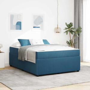 vidaXL Bedframe met matras Blauw 140 x 200 cm Stof