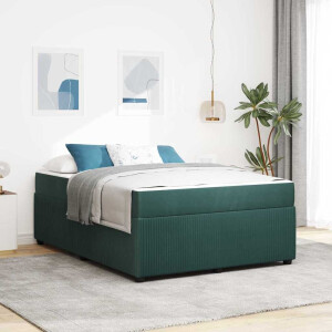 vidaXL Bedframe met matras Donkergroen 160 x 200 cm Stof