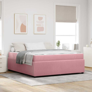 vidaXL Bedframe met matras Anders Roze 180 x 200 cm Fluweel