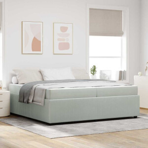 vidaXL Bedframe met matras met matras Lichtgrijs 200 x 200 cm Fluweel