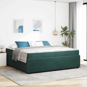 vidaXL Bedframe met matras Anders Donkergroen 200 x 200 cm Fluweel