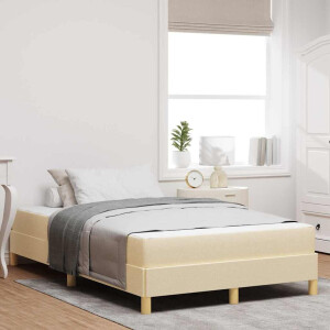 vidaXL Boxspring bed Crème, Bruin 120 x 200 cm Stof, Engineered Hout
