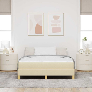 vidaXL Boxspring bed Crème, Bruin 140 x 200 cm Stof, Engineered Hout