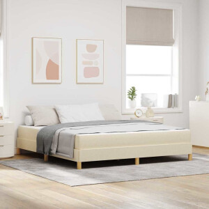 vidaXL Boxspring bed Crème, Bruin 180 x 200 cm Stof, Engineered Hout