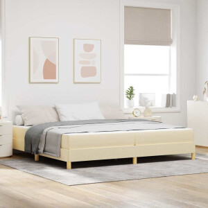 vidaXL Boxspring bed Crème, Bruin 200 x 200 cm Stof, Engineered Hout