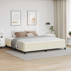 vidaXL Bedframe met matras Crème 200 x 200 cm Stof