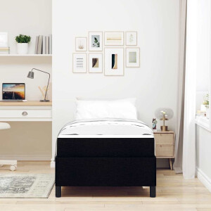 vidaXL Boxspring bed Zwart, Zwart 90 x 190 cm Stof, Engineered Hout
