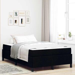 vidaXL Boxspring bed Zwart, Zwart 120 x 200 cm Stof, Engineered Hout