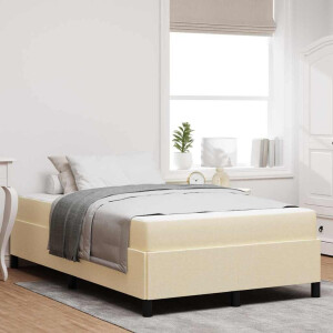 vidaXL Boxspring bed Crème, Zwart 120 x 200 cm Stof, Engineered Hout