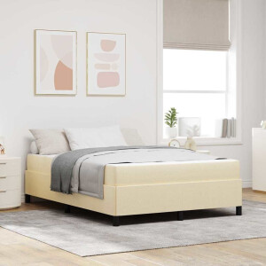 vidaXL Boxspring bed Crème, Zwart 140 x 200 cm Stof, Engineered Hout