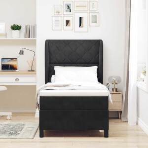 vidaXL Boxspringbed met matras Zwart 200 x 90 cm Fluweel