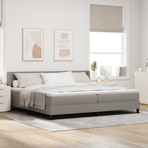 vidaXL Boxspringbed met hoofdeinde Taupe 200 x 200 cm Stof
