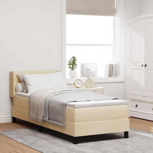 vidaXL Boxspringbed met hoofdeinde Crème 200 x 80 cm Stof