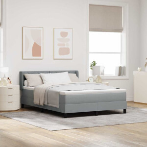 vidaXL Boxspringbed met hoofdeinde Lichtgrijs 190 x 140 cm Stof