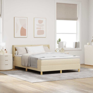 vidaXL Boxspringbed met matras met hoofdeinde Crème 190 x 140 cm Stof