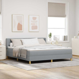 vidaXL Boxspringbed met hoofdeinde Lichtgrijs 200 x 180 cm Stof