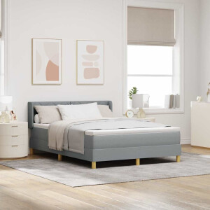 vidaXL Boxspringbed met hoofdeinde Lichtgrijs 200 x 140 cm Stof
