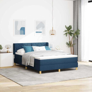 vidaXL Boxspringbed met kussen met hoofdeinde Blauw 200 x 140 cm Stof