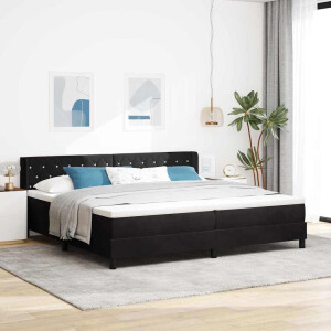 vidaXL Boxspringbed met matras Zwart 200 x 200 cm Polyester