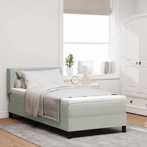 vidaXL Boxspringbed met hoofdeinde Lichtgrijs 200 x 100 cm Fluweel