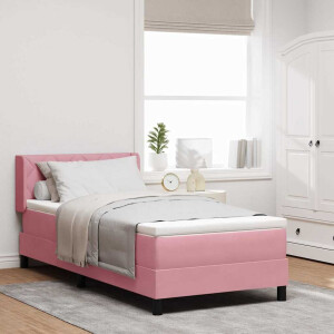 vidaXL Boxspringbed met Matras Zwart 100x200 cm Fluweel Roze