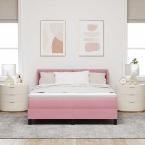 vidaXL Boxspringbed met hoofdeinde Roze 190 x 140 cm Fluweel
