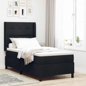 vidaXL Boxspringbed met matras met hoofdeinde Zwart 200 x 90 cm Stof