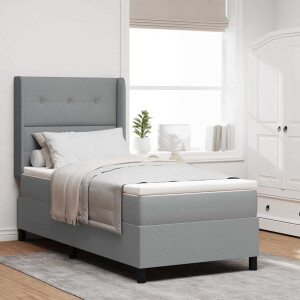 vidaXL Boxspringbed met kussen Lichtgrijs 200 x 100 cm Stof