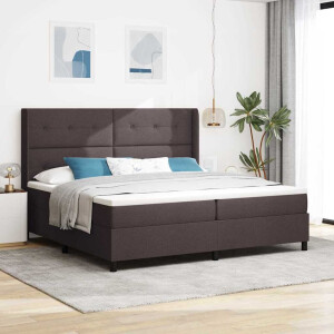 vidaXL Boxspringbed met kussen Donkerbruin 200 x 200 cm Stof