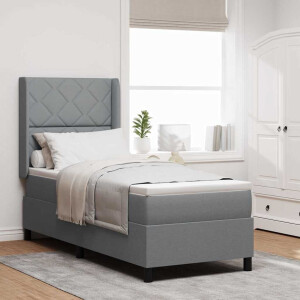 vidaXL Boxspringbed met kussen Lichtgrijs 190 x 90 cm Stof