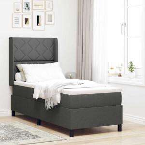 vidaXL Boxspringbed met kussen Donkergrijs 190 x 90 cm Stof