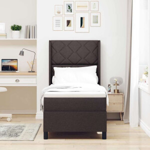 vidaXL Boxspringbed met kussen Donkerbruin 190 x 90 cm Stof