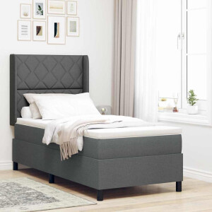 vidaXL Boxspringbed met kussen Donkergrijs 200 x 90 cm Stof