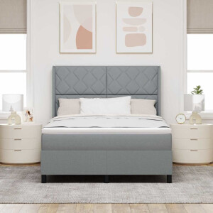 vidaXL Boxspringbed met kussen Lichtgrijs 190 x 140 cm Stof