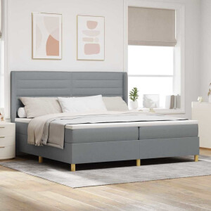 vidaXL Boxspringbed met matras Lichtgrijs 200 x 200 cm Stof