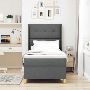 vidaXL Boxspringbed met matras Donkergrijs 90 x 200 cm Stof