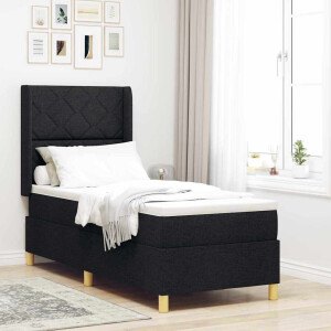 vidaXL Boxspringbed met matras met hoofdeinde Zwart 80 x 200 cm Stof