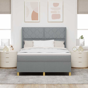 vidaXL Boxspringbed met hoofdeinde Lichtgrijs 140 x 190 cm Stof