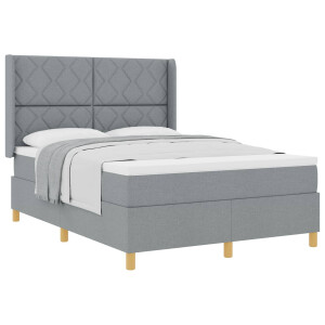 vidaXL Boxspringbed met hoofdeinde Lichtgrijs 140 x 200 cm Stof