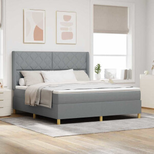 vidaXL Boxspringbed met hoofdeinde Lichtgrijs 180 x 200 cm Stof
