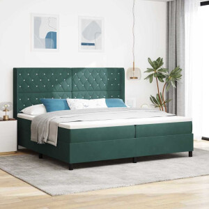 vidaXL Boxspringbed met matras Donkergroen 200 x 200 cm Fluweel