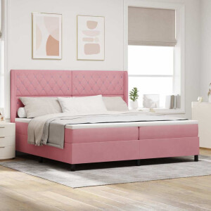 vidaXL Boxspringbed met matras Roze 200 x 200 cm Fluweel